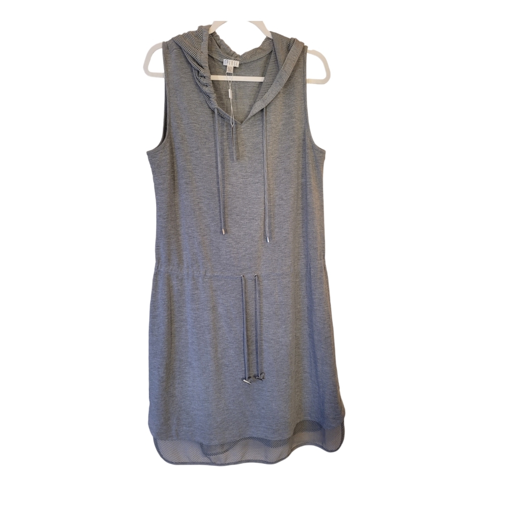 SPENSE Gray Knit & Mesh Hooded Dress XL